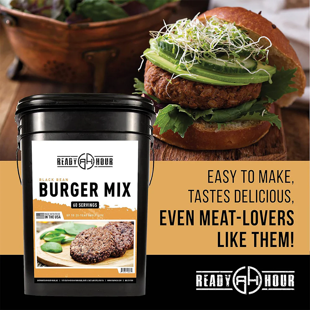 Black Bean Burger Mix Bucket (10 pouches, 60 servings) - Image 7