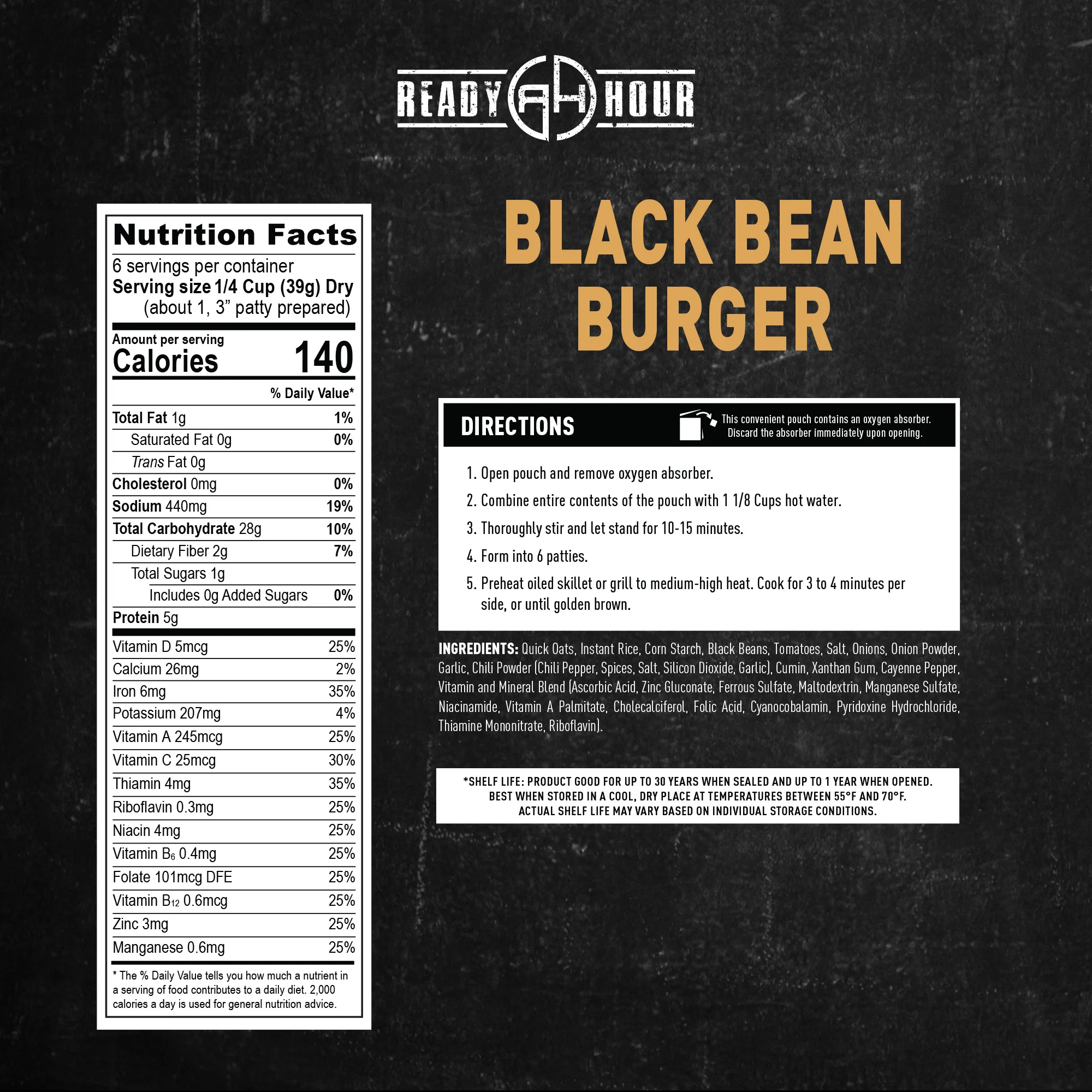 Black Bean Burger Mix (6 pouches, 36 servings) - Image 7