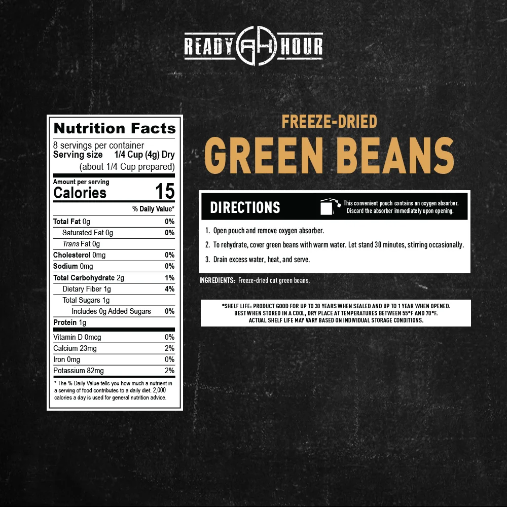 Freeze-Dried Green Beans (6 pouches, 48 servings) - Image 5