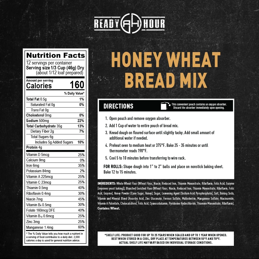 Honey Wheat Bread Mix (4 pouches, 48 servings) - Image 6